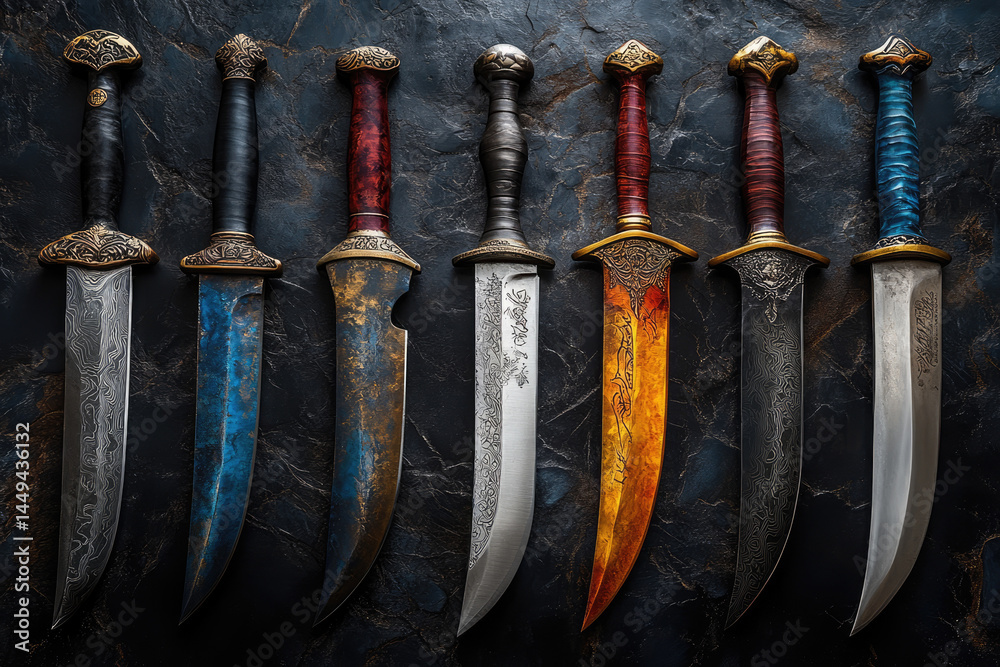 Detailed Display of Edged Weapons in One Image