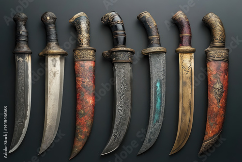 Obraz na płótnie Illustration Showing Various Blades, Swords and Knives w salonie