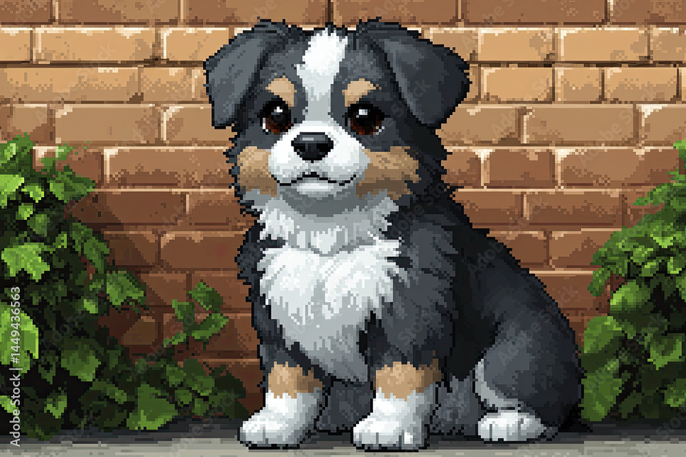 Cute 8-Bit Pixel Art Dog Icon for Mobile App