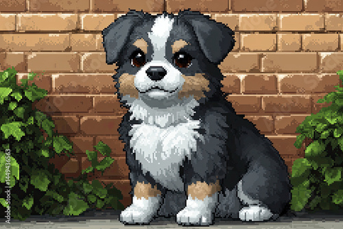 Obraz na płótnie Cute 8-Bit Pixel Art Dog Icon for Mobile App w salonie