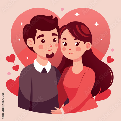 Romantic young couple celebrating love, perfect for Valentine's Day cards, gifts, and decor