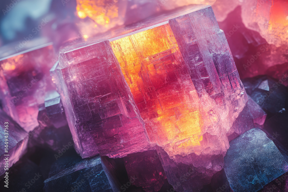 8K Mineral Crystal Formation with Vivid Refracted Light Details