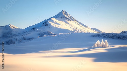 Majestic Winter Mountain Landscape Serene Snow Covered Peaks Scenic View sky icy sun cold blue calm 