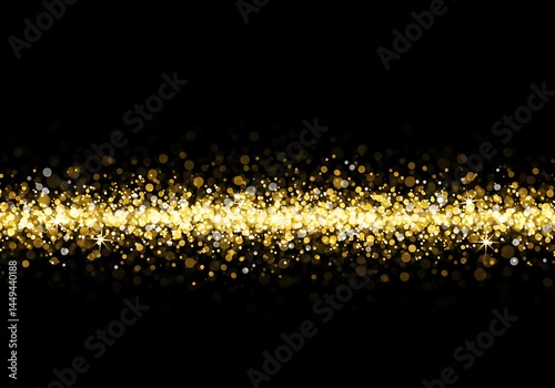 Wallpaper Mural A sparkling golden glitter stream on a black background with bokeh and star shaped highlights Torontodigital.ca
