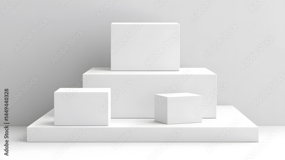 Minimalist White Cubes Geometric Product Display Background Minimalist White Cubes Geometric Product Display Background