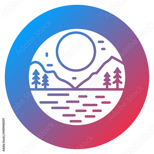Moonlit Lake Vector Icon