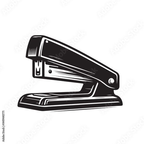 Stapler Silhouette in Flat Minimal Vector Style