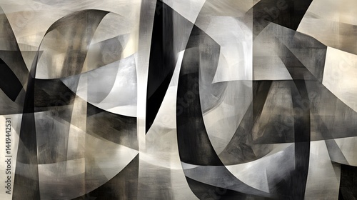 Abstract Beige Black Gray Modern Art Painting