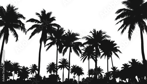 Silhouettes of black palm trees, isolated on white Ideal for posters, banners, and promotional designs, simple, stylish