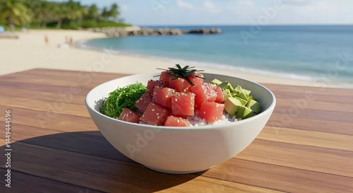 Fototapeta A traditional Hawaiian poke bowl
