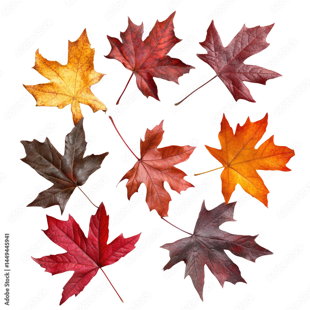 Autumn leaves in a circular arrangement. Colorful fallen leaves in various shades of orange, red, and brown Autumn leaves in a circular arrangement. Colorful fallen leaves in various shades of orange, red, and brown