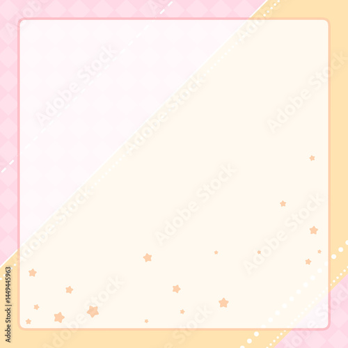 Cute memo template for writing messages, reminders, abstract background decorated with stars, lines and dots.
