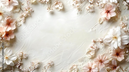 Elegant Peach and White Blossom Floral Frame Artistic Background soft card cream image photo macro  