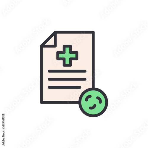 Medical report colored icons, minimalist vector illustration ,simple transparent graphic element .Isolated on white background
