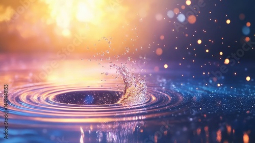 Dark blue water surface with soft, expanding circular ripples, generating a mesmerizing and futuristic feeling of calm innovation