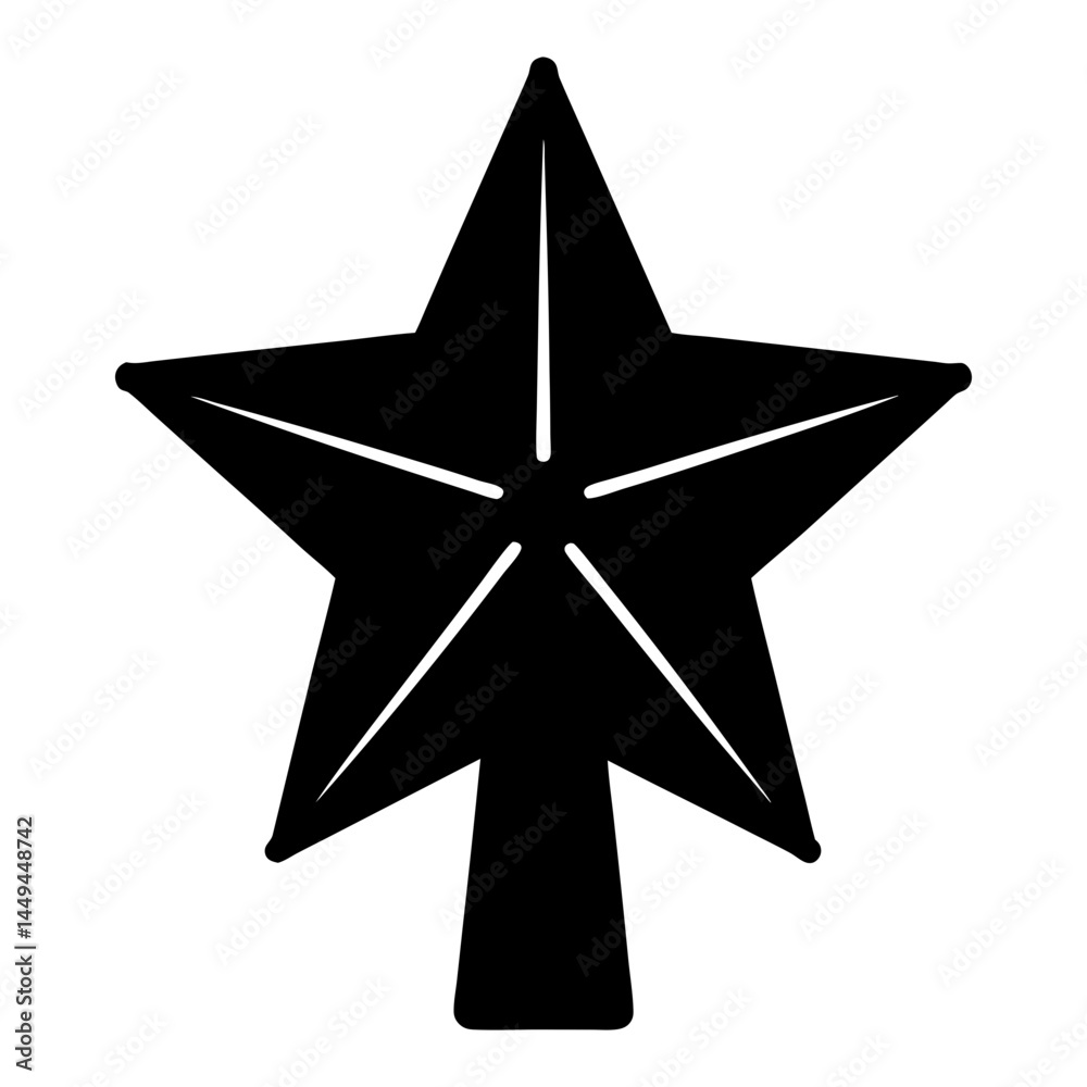 Obraz premium Minimalist Black and White Star Ornament Topper for Holiday Decorations