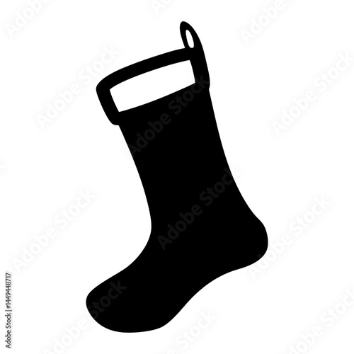 A single black Christmas stocking with white top for holiday cheer
