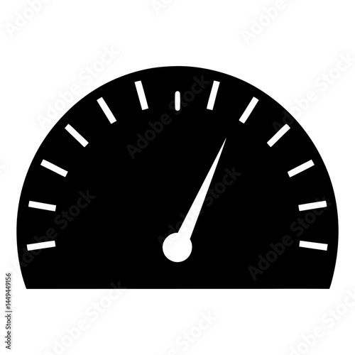 Simple Black and White Gauge Illustration with Needle at Midpoint