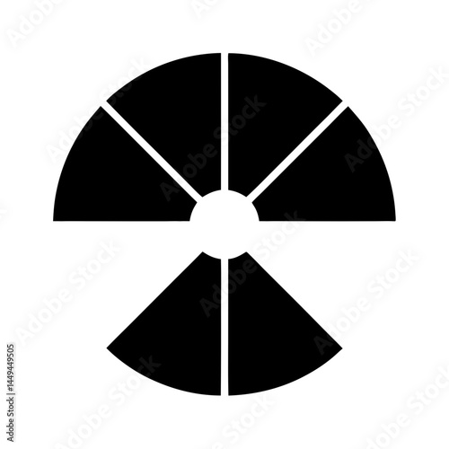 Abstract Black and White Radial Division Graphic with a Central Circle