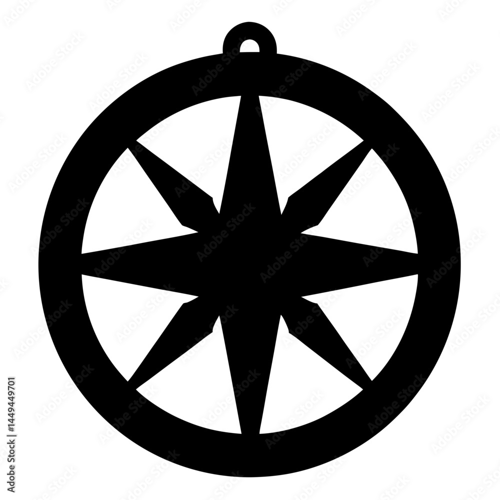 Obraz premium Stylized Compass Rose Ornament with Ring Detail and Eight Pointed Star
