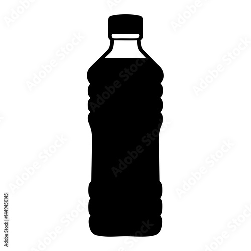 Black silhouette of a plastic bottle suitable for reuse and recycling