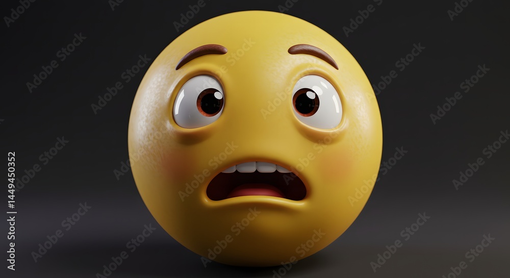 Fototapeta premium Worried Yellow Face Expression on Dark Background for Various Uses