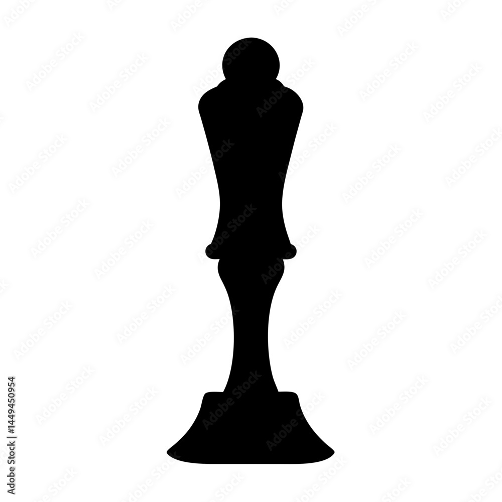 Obraz premium Silhouette of a chess queen piece against a white background, isolated image