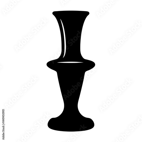 Elegant Black Silhouette of an Hourglass Shaped Vase on a White Background