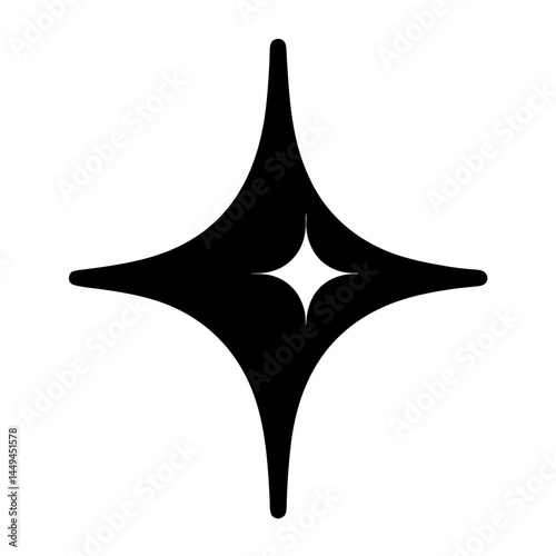 Stylized four pointed star with inner white star shining brightly inside