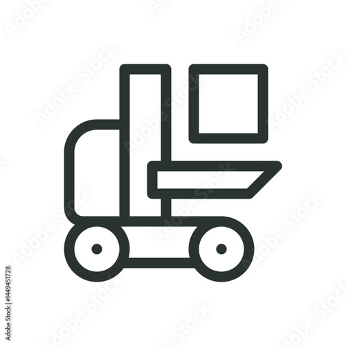 Stock picker line icon, stockpicker forklift vector symbol with editable stroke