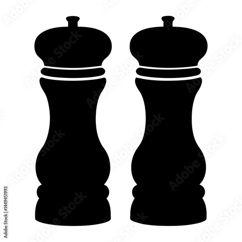 Two black pepper grinders sit side by side on a white background