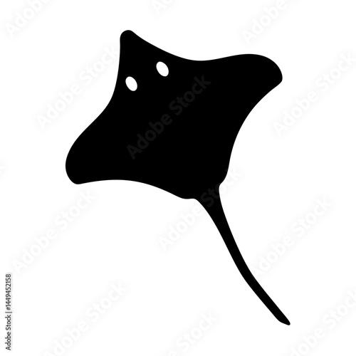Minimalist illustration of a black silhouette of a stingray on white background