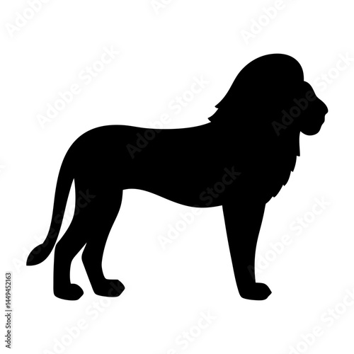 Majestic lion silhouette standing calmly against a pristine white backdrop image