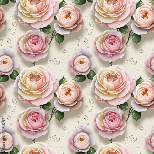 Pink Rose Seamless Pattern for Wedding Stationery, Romantic Blogs, Feminine Branding, Valentine's Day Projects, Digital Scrapbooking and Beauty Product Packaging