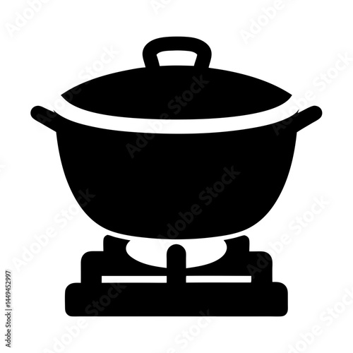 Solid black fondue pot with lid and stand for tasty meals