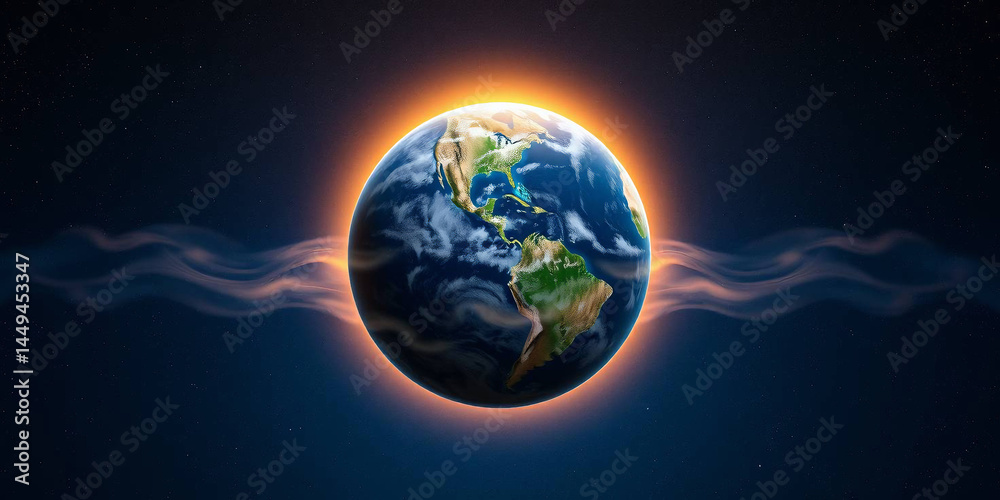 Obraz premium Digital illustration of Earth set against a backdrop of a star-filled universe