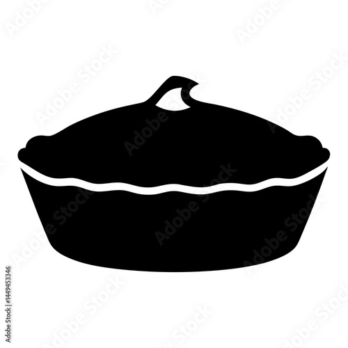 Silhouette of a delicious pie with a decorative crust and filling