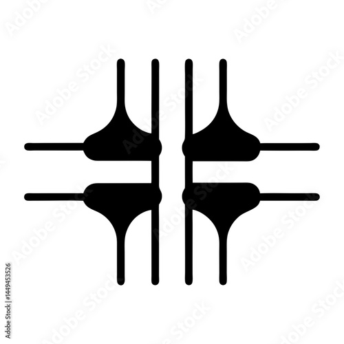 Abstract illustration of an electrical synapse or neural connection in black and white