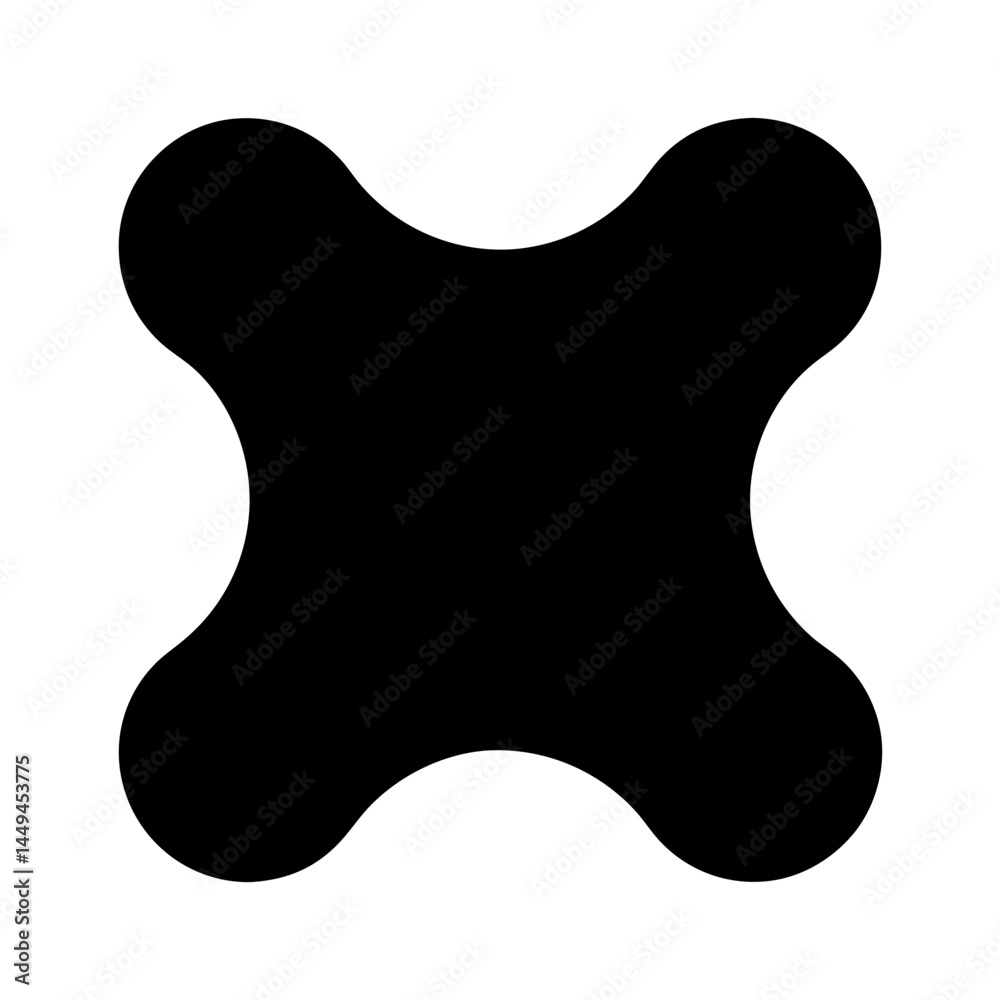 A symmetrical black shape with rounded edges on a white background A symmetrical black shape with rounded edges on a white background