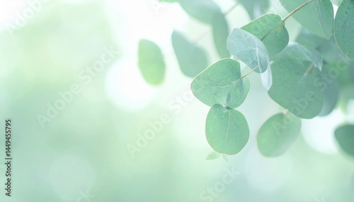  Blurred Eucalyptus Leaves – Soft Pastel Green Background 