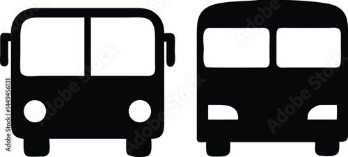 Two black bus silhouette icons face the viewer over a transparent background