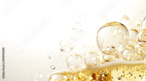 Golden Bubbles Sparkling Liquid Close Up Abstract Background art foam fizz pure water macro drink   
