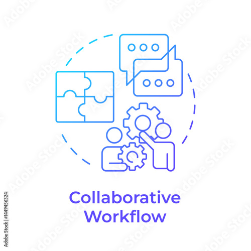 Collaborative workflow blue gradient concept icon. Teamwork organization, communication. Round shape line illustration. Abstract idea. Graphic design. Easy to use in advertising, marketing