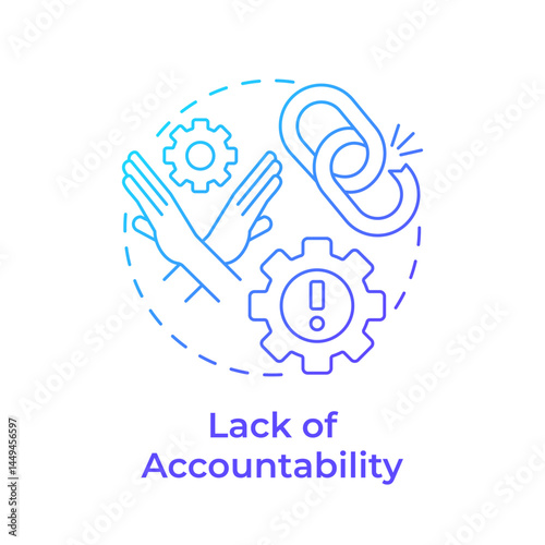Lack of accountability blue gradient concept icon. Workflow management. Tasks organization, responsibilities. Round shape line illustration. Abstract idea. Graphic design. Easy to use in advertising