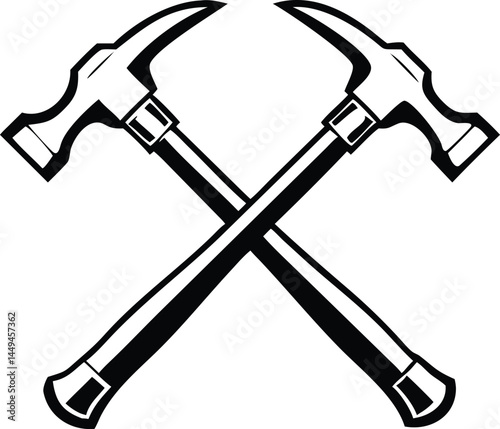 Two black crossed hammer emblems overlap on a transparent background for easy placement