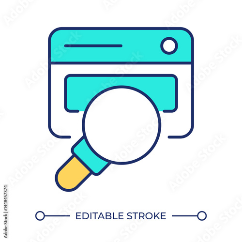 Consent preference line color icon. Search bar with magnifying glass. Reading uses agreement online. Internet technology. Isolated vector illustration. Flat colorful symbol design. Editable stroke