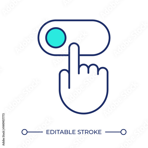 Permissions line color icon. Hand moving slider. Giving website access to collect personal data. User settings. Isolated vector illustration. Flat colorful symbol design. Editable stroke