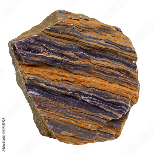 Beautiful banded iron formation rock sample geology mineralogy specimen earth science study material stone on transparent background