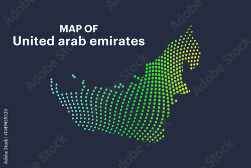 Creative style United Arab Emirates (UAE) Vector Map – Abstract Dotted Design on Dark Background | EPS 10