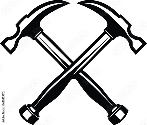 Two claw hammers are crossed to create a powerful symbol with transparent background